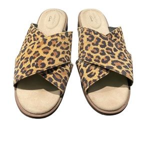 Clarks Women's Declan Ivy Sandal Leopard Print Cheetah Size 8 Wide